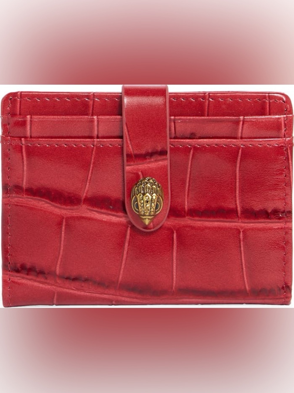 Kurt Geiger Kensington Snap Flap Card Croc Embossed Wallet